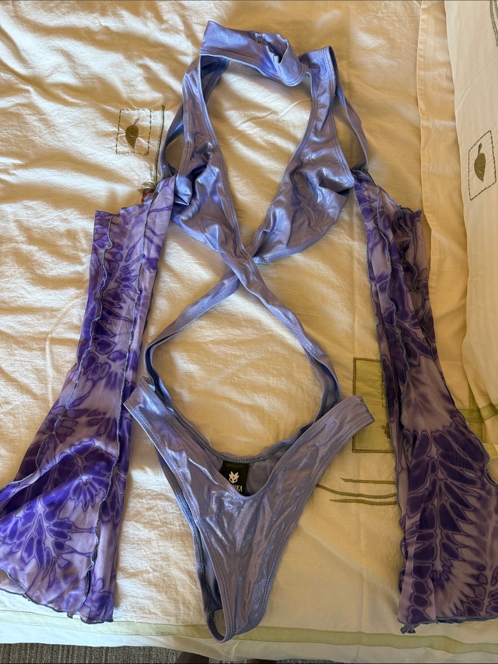 Purple Tie-Dye One-Piece Halter Swimsuit